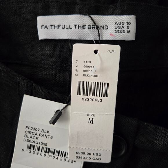 Anthropologie Faithful The Brand Circa Pant Black Linen Wide Leg Minimalist Chic - Picture 11 of 13